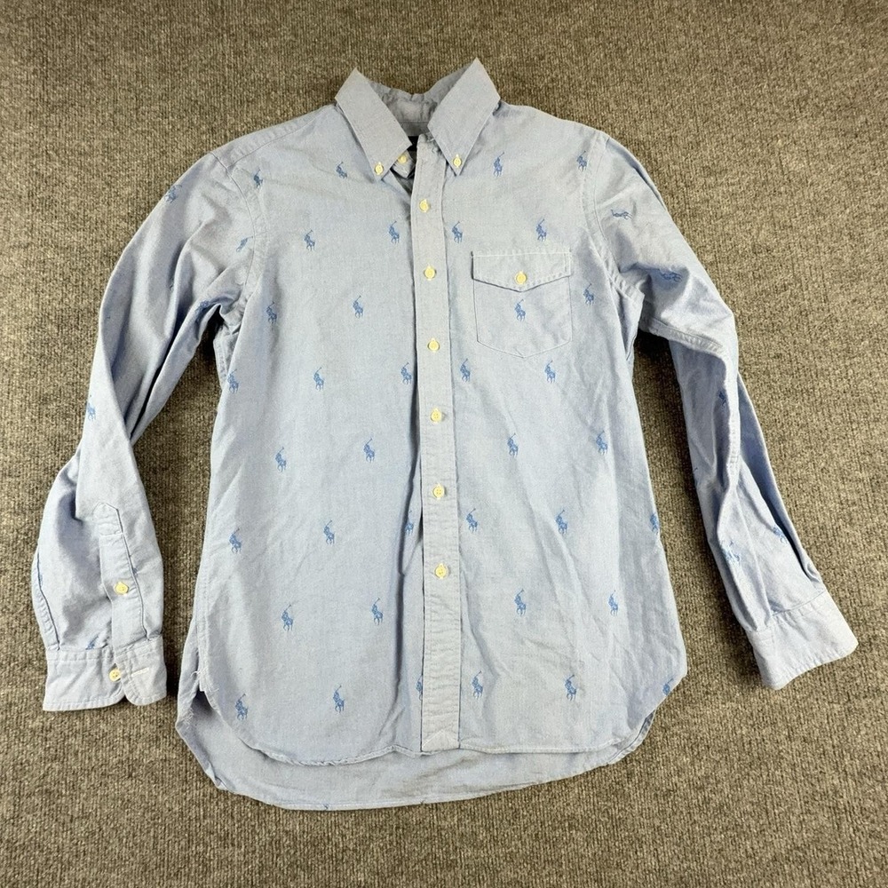 Ralph Lauren Shirt Mens Medium Blue Pony Logo Oxford Button Down Long Sleeve